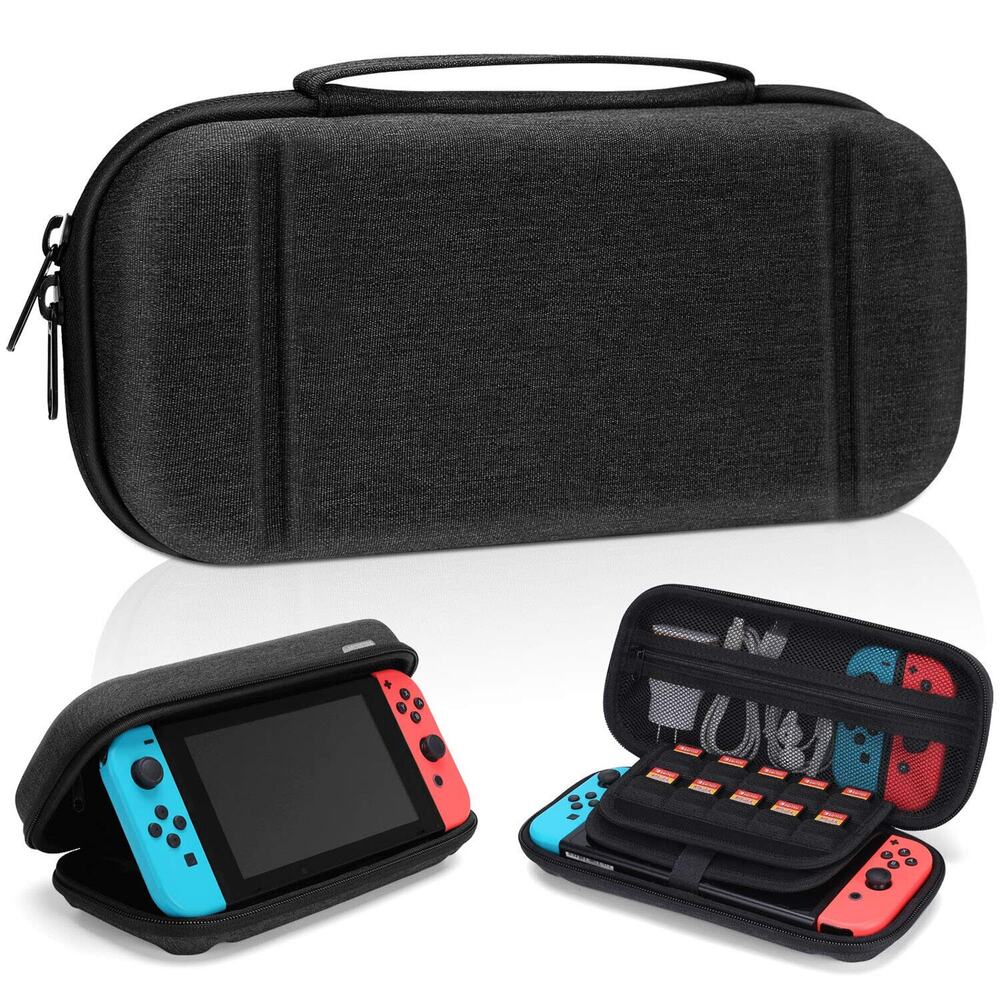 Carrying EVA Hard Shell Protective Case For Nintendo Switch & OLED - Black/Gray